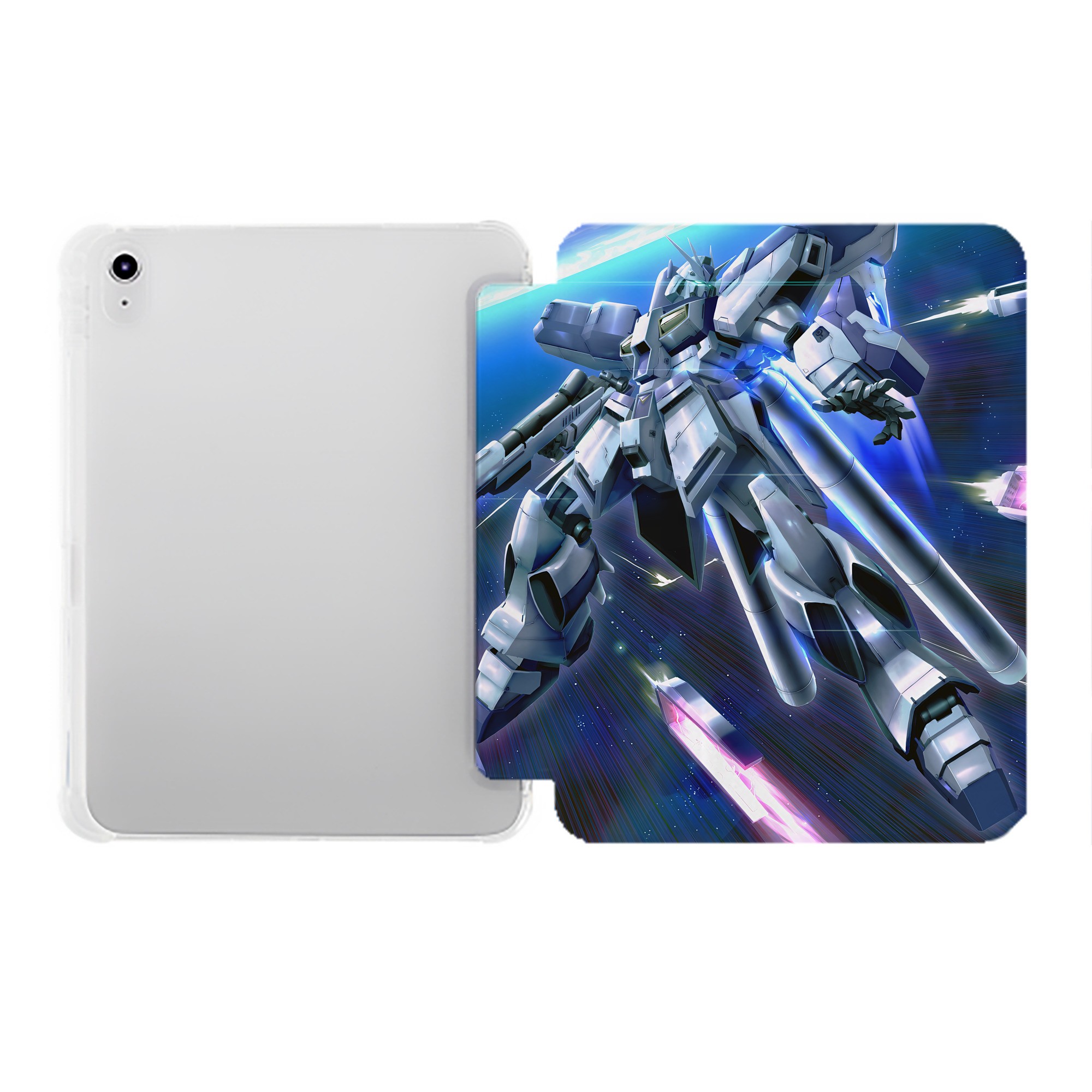 （画像用） 機動戦士ガンダム Mobile Suit Gundam IPad ケース ペン収納付き 三つ折りスタンド PUレザー×シリコン 対応機種9.5/10.5/10.9インチ